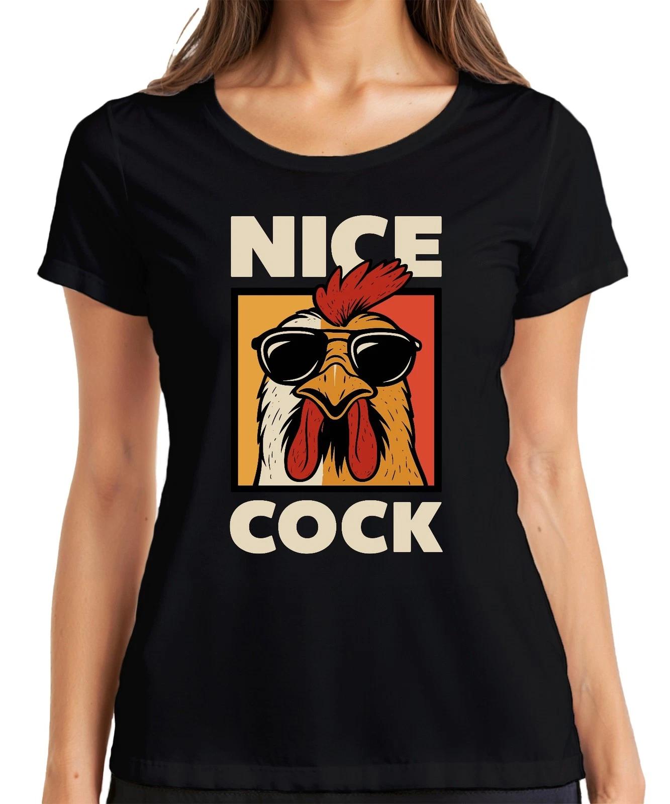 Nice Cock witziger Hahn Sonnenbrille Retro Bauernhof Geschenk Damen T-Shirt L