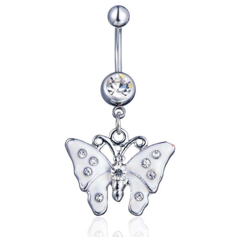 New Sexy Butterfly Zircon Fashion High Quality Crystal Navel Ring Navel Piercing Belly Button Rings Stainless Steel Body Jewelry Navel Rings