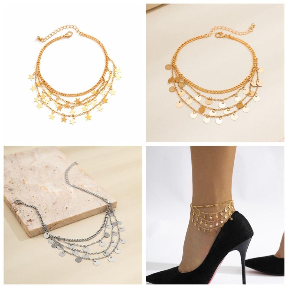 

Barefoot Chain Multilayer Metal Star Anklets Zinc Zinc Alloy Foot Jewelry Punk