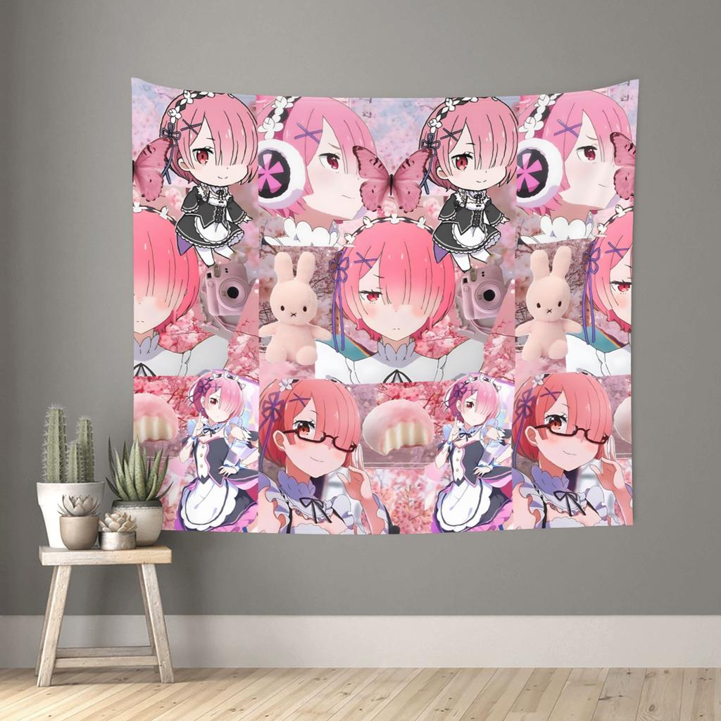 Re ZERO Anime Tapestry Bedroom Decoration Wall Hanging Blanket Tapestry Cool Stuff For Room