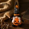 Creepy Gothic Style Ornaments Halloween Plush Gnome Decoration, Spooky Orange Black Spider Web Bat Swedish Faceless Dolls Tomte Elf Figurine,