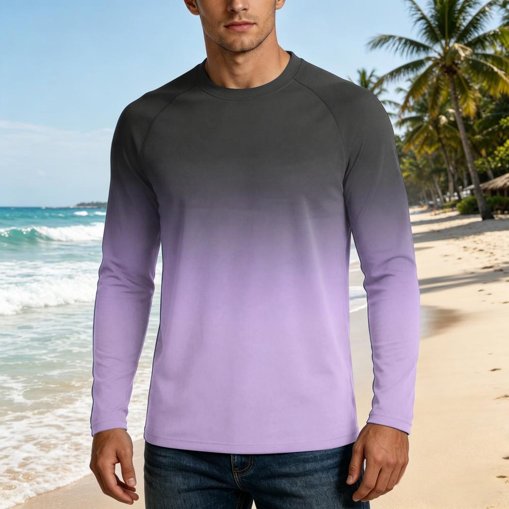 Men's Long Sleeve Outdoor Shirt UPF50 Plus Sun Protection Breathable Loose Fit Summer Casual Lightweight Quick Drying T-Shirt