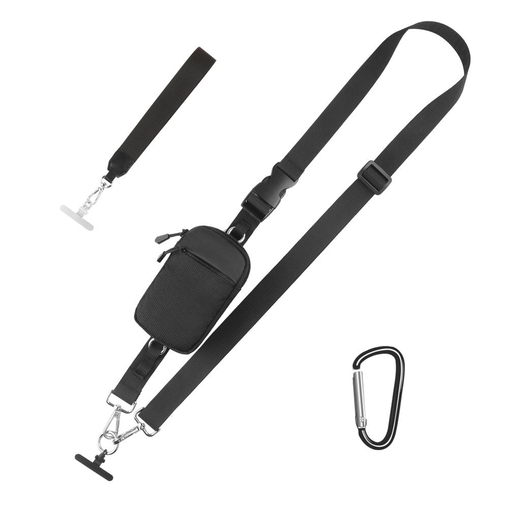 Factory Customized Cell Phone Straps Bags With Anti Theft Lanyard , Whole Set Cross Body Nylon Straps Bags simple&Nylon чёрный