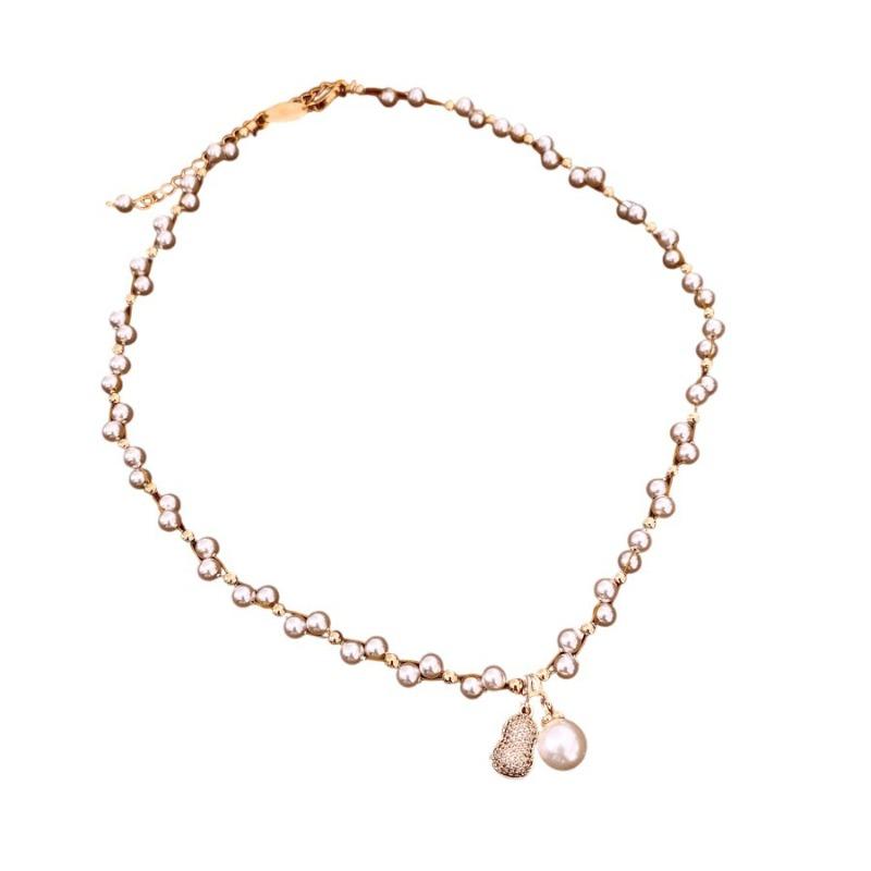Meier New Chinese zircon gourd pendant, pearl necklace light luxury niche collarbone chain