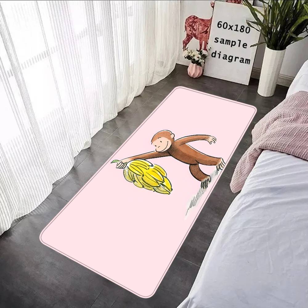MONKEY CARTOON C-Curious GeorgeS Hallway Carpet Non-Slip Laundry Room Mat Laundry Decor Balcony Child Living Room