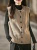 Damen Strickweste aus reiner Wolle - Rundhals-Cardigan mit Taschen für Herbst/Winter zum Schichten