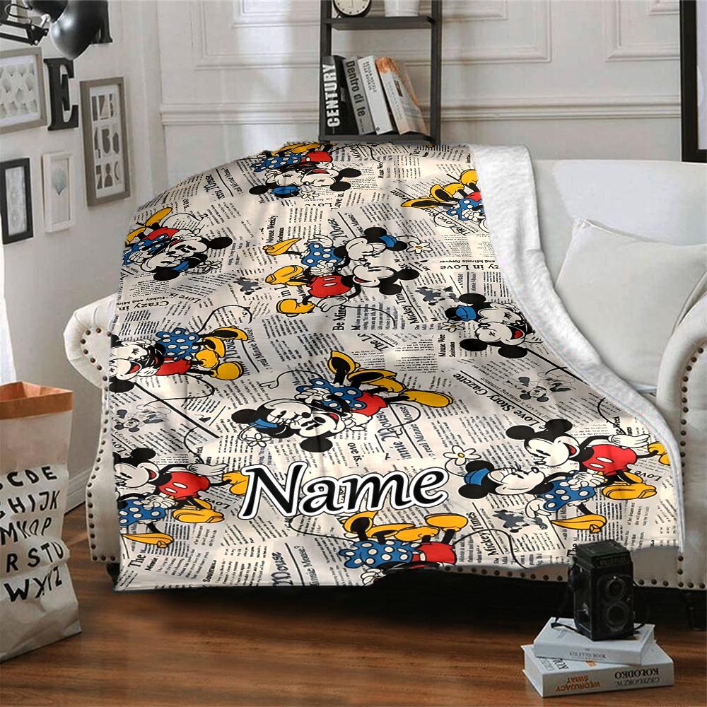 Custom Name Mickey Friends Adventure Blanket for Couch & Bed, Plush Cozy Fuzzy Blanket Super Soft & Warm Blankets for Fall and Winter. 090827