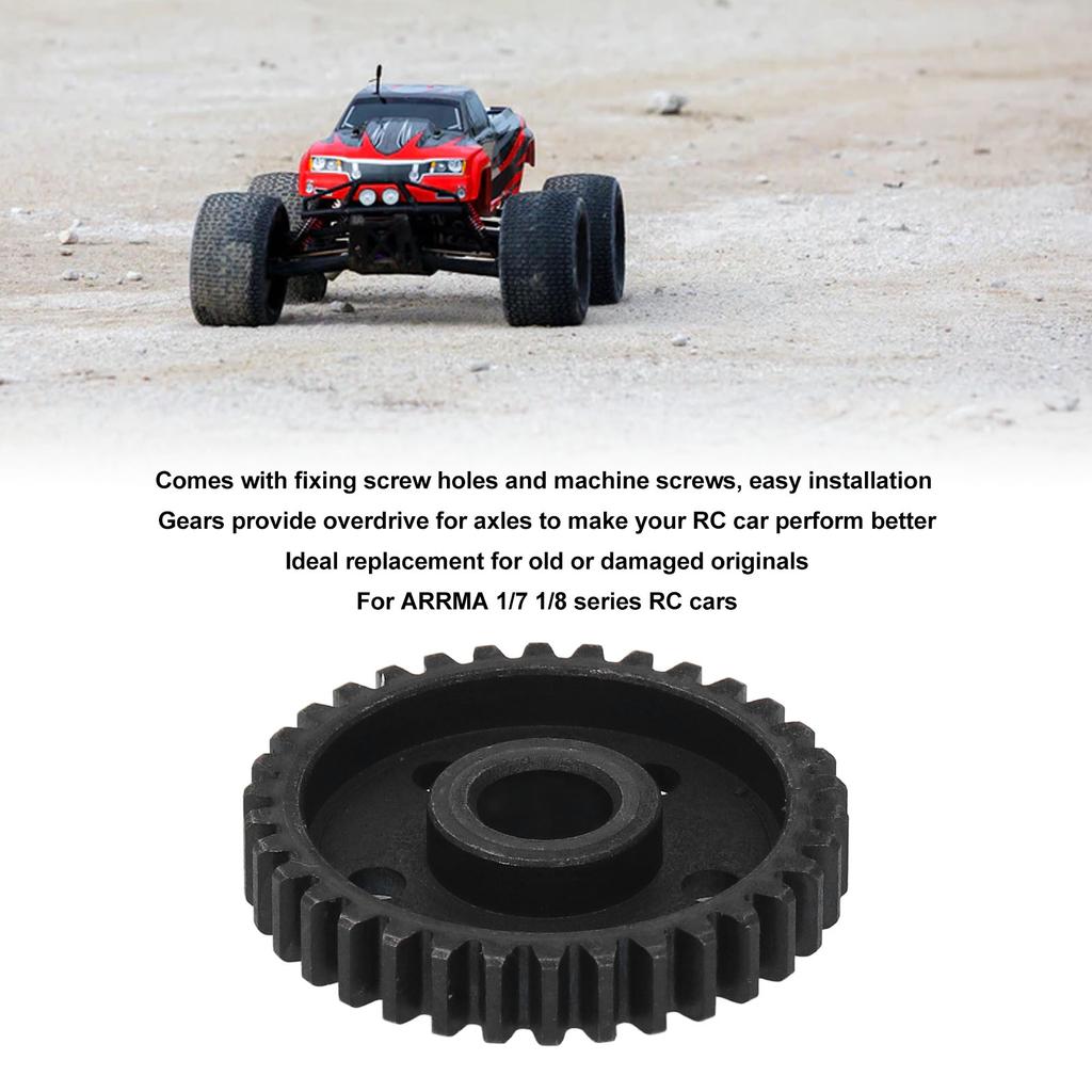 Spool Gear Steel Rust Proof Stable Performance RC Transmission Gear for Arrma 1/7 1/8 Series 34T Black