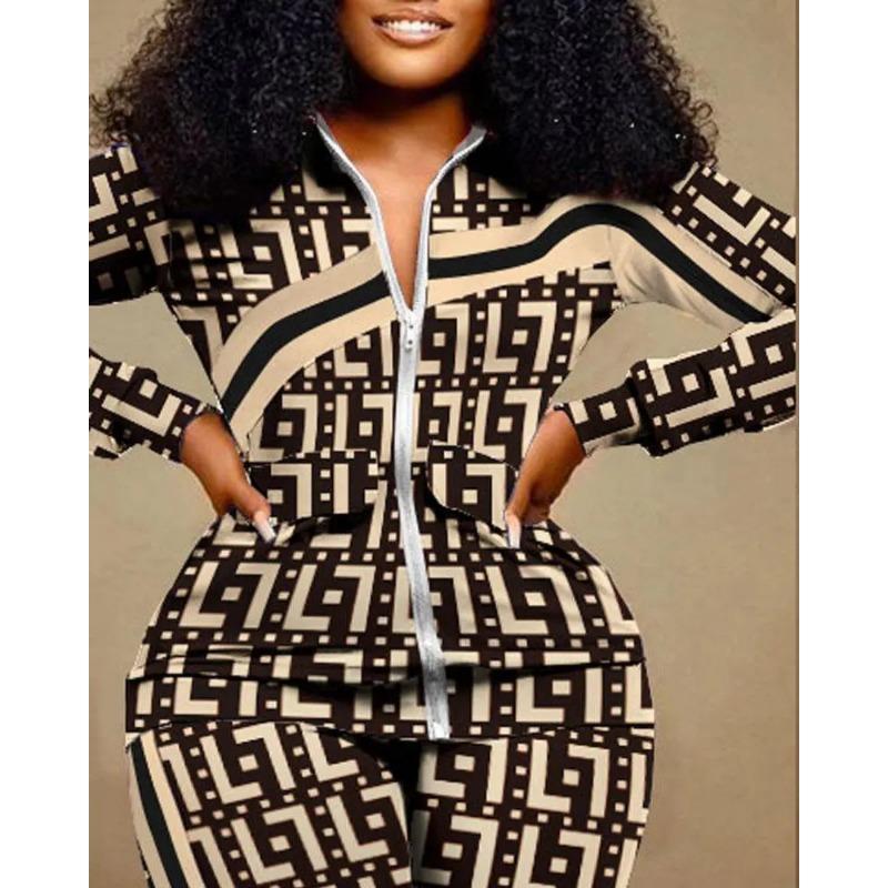 YYFS Dámská móda Ležérní Jaro Podzim Dlouhý rukáv POLO Krk Kalhoty Kalhoty Obleky