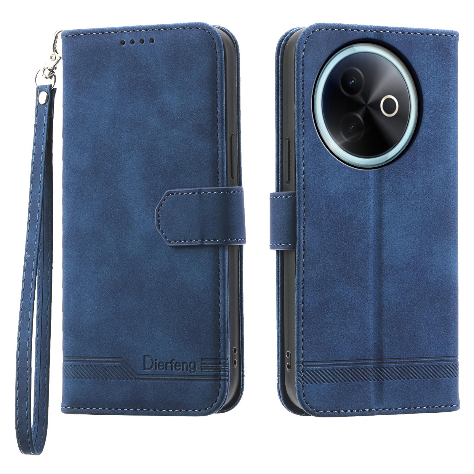 

DIERFENG DF-03 For vivo Y39 5G Case Lines Imprint Wallet Leather Phone Cover Blue