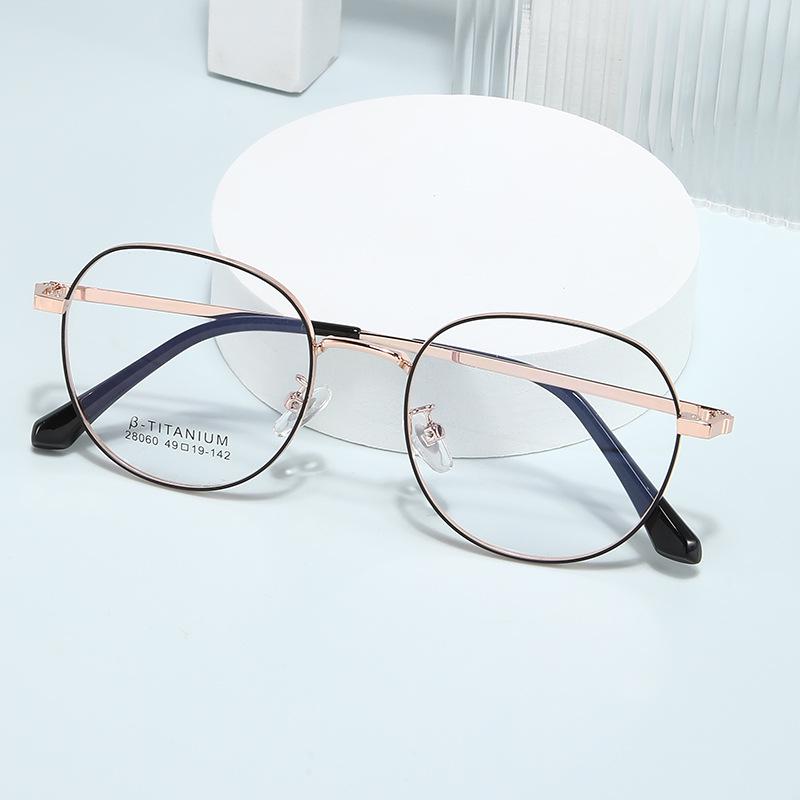 Ultra-light Retro Round Metal Eyeglass Frames for Myopia - Stylish & High-Quality Student Frames