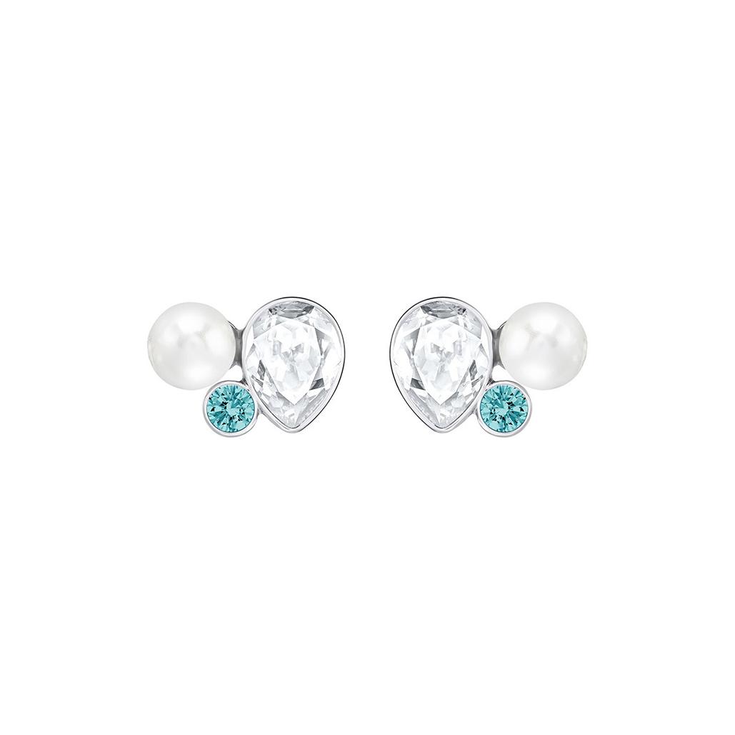 Swarovski Womens Extra Crystal Pearl Earrings Women earrings Blue White 5205010 Blue White,F