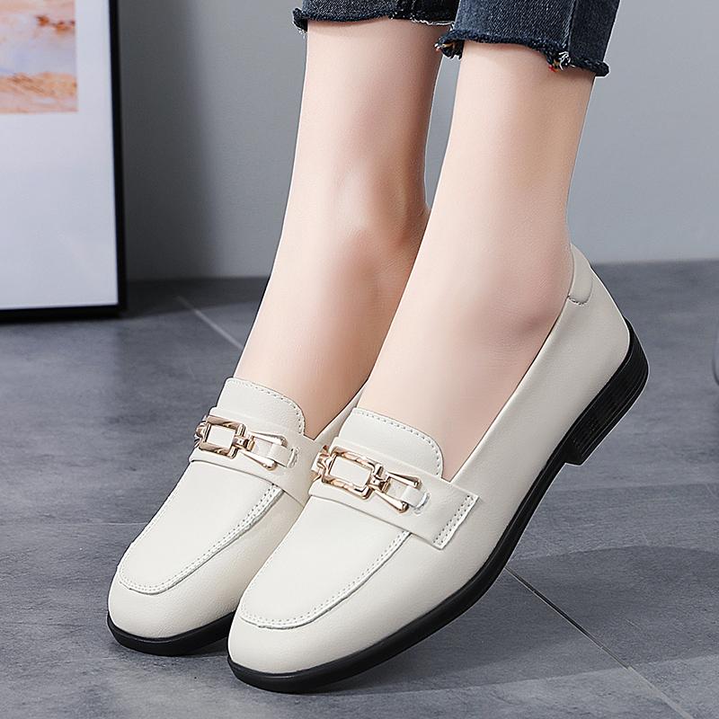Fashion Womens Flat Loafers Retro Round Head Small Leather Shoes Soft Sole Foreign Trade Trend Zapatos Baratos Liquidaci