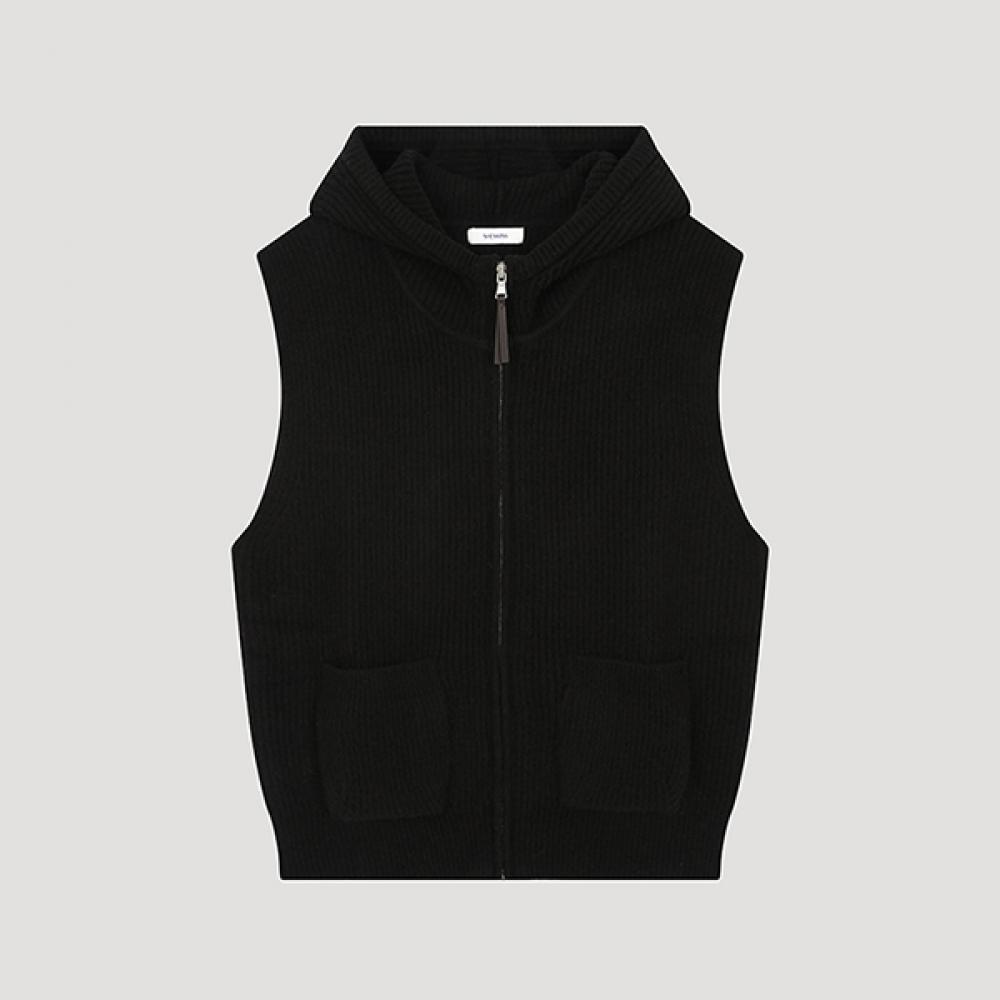 

[shs Miss] Вязаный жилет с капюшоном на молнии Sskvto42570 Bk blacks/66