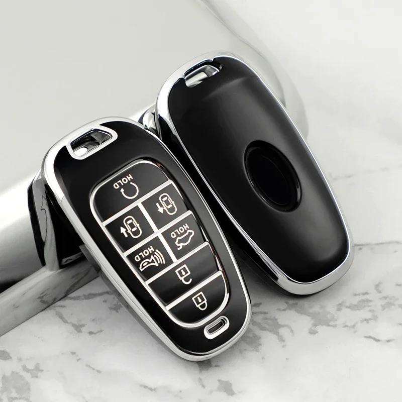 4/5/6/7/8 Düğmeli TPU Araba Uzaktan Kumanda Anahtar Kılıfı Kabuk Fob Hyundai Santa Fe Hibrit Nexo Nx4 Sonata Tucson İçin Koruyucu