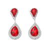 Sparkling Teardrop Dangle Earrings for Women, Full Cubic Diamond Paved Drop Earrings,Red/White/Aurora Crystal Bridal Jewelry for Wedding Party Prom