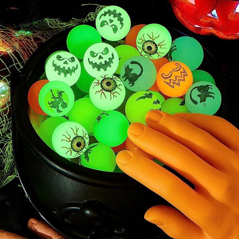 50/1pcs Luminous Halloween Bouncing Balls Glow in The Dark Fluorescent Rubber Eyeball Bouncy Ball Kids Toys Decor Party Favors