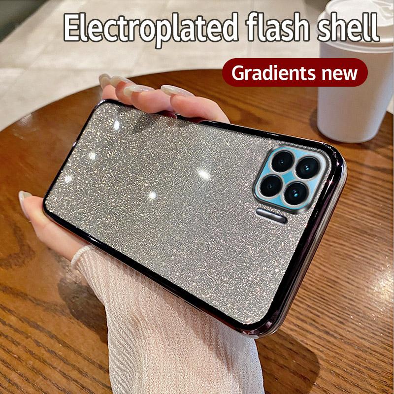 Pro OPPO A93 2020 Pouzdro OPPO F17 Pro Reno 4 Lite Reno 4F Pouzdro na telefon Lesklé třpytivé pokovení Silikon Ochrana objektivu fotoaparátu Měkký zadní kryt