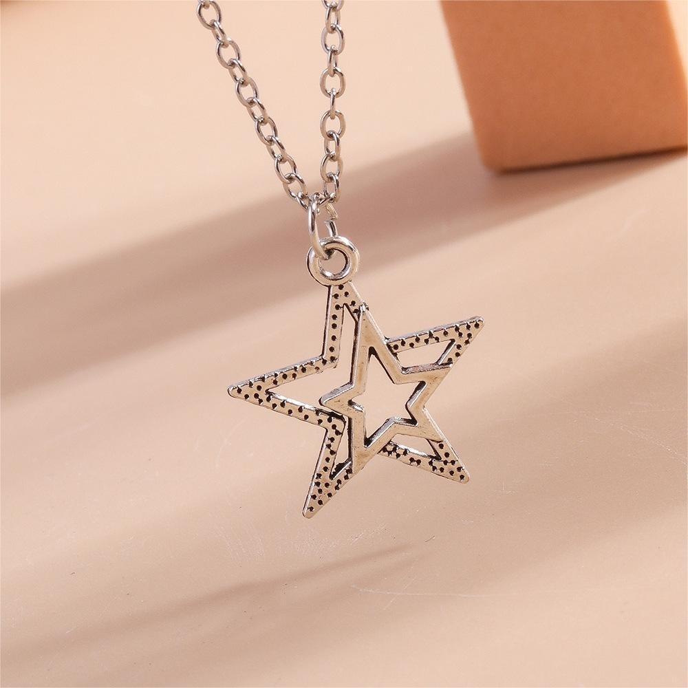 Hollow Choker Star Pendant Necklace Zinc Zinc Alloy Korean Clavicle Chain  for Women Men