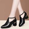 Lady Casual Street Autumn Media Heels Shoes Leathers Women High Quality Square Heel Short Ankle Boots Botas Femininas