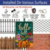 2D Flat Hello Fall Leopard Print Pumpkin Floral Metal Sign - 8.0x12.0inch Aluminum Wall Art, Colorful Autumn Farmhouse Front Porch Decor - Easy