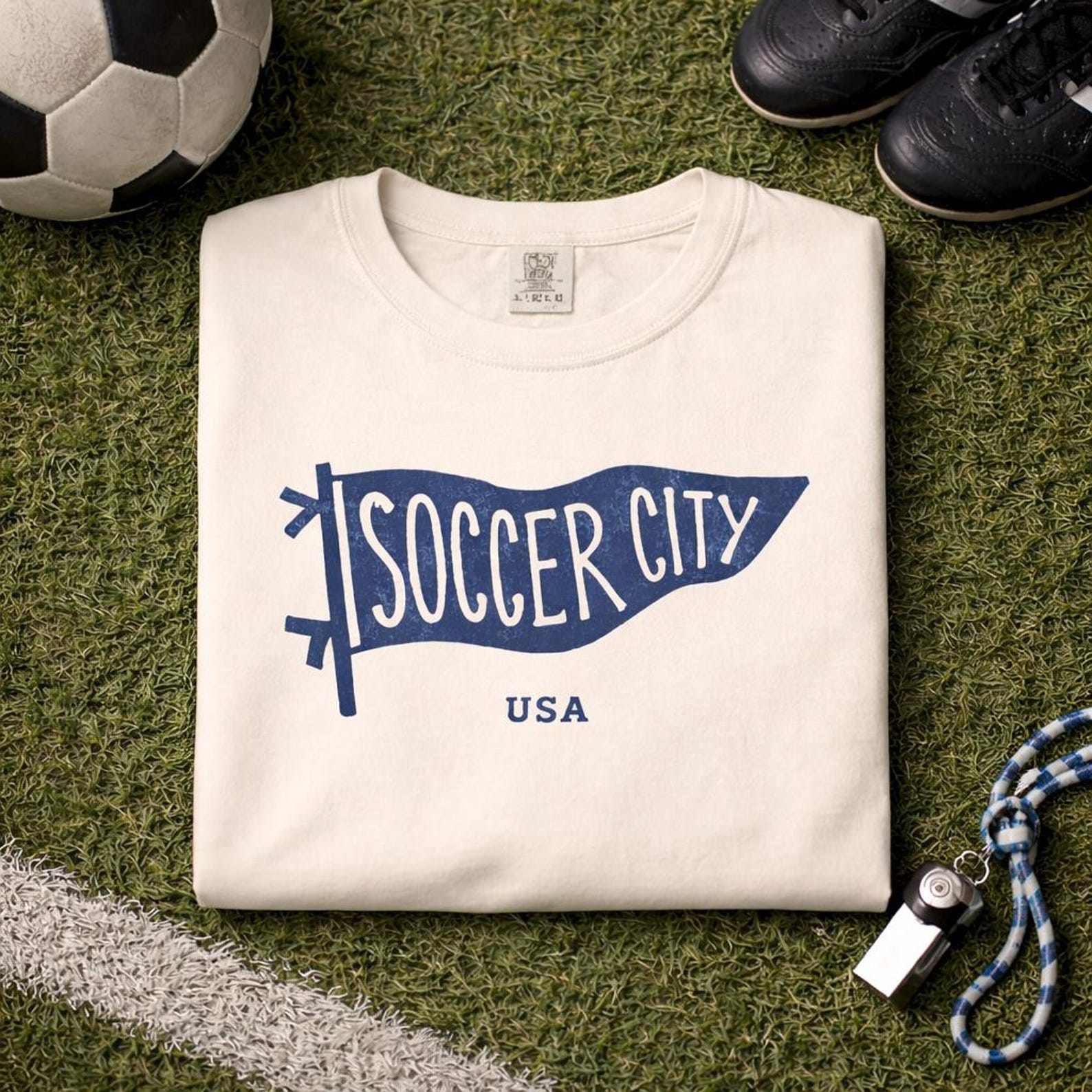 Soccer City Pennant T-shirt | USA Vintage Flag Tee S