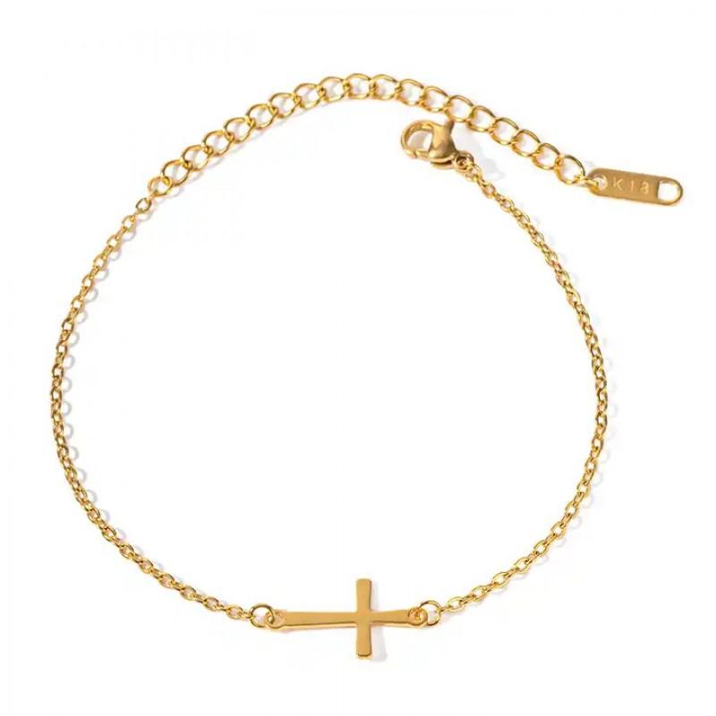 Titanium Steel Cross Bracelet Couples Friends Minimalist Luxury Jewelry Hypoallergenic Daily Wear