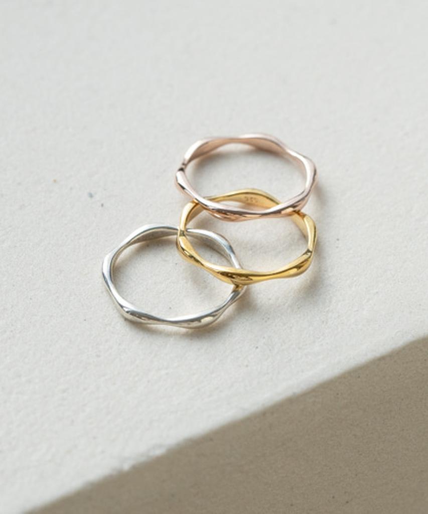 Alleun Silver 925 Thumb Wave Silver Couple Bold Ring (Type B)