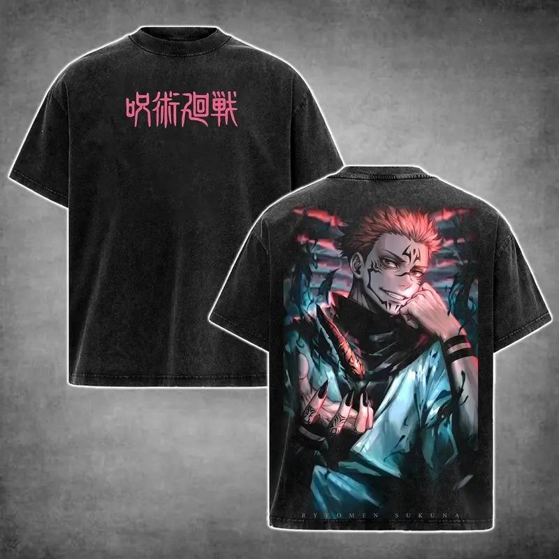 

Jujutsu Kaisen Ryomen Sukuna Graphic Tshirt Men Women Clothing Short Sleeve Cotton T-shirts Washed Tee Harajuku Vintage T Shirt S чёрный