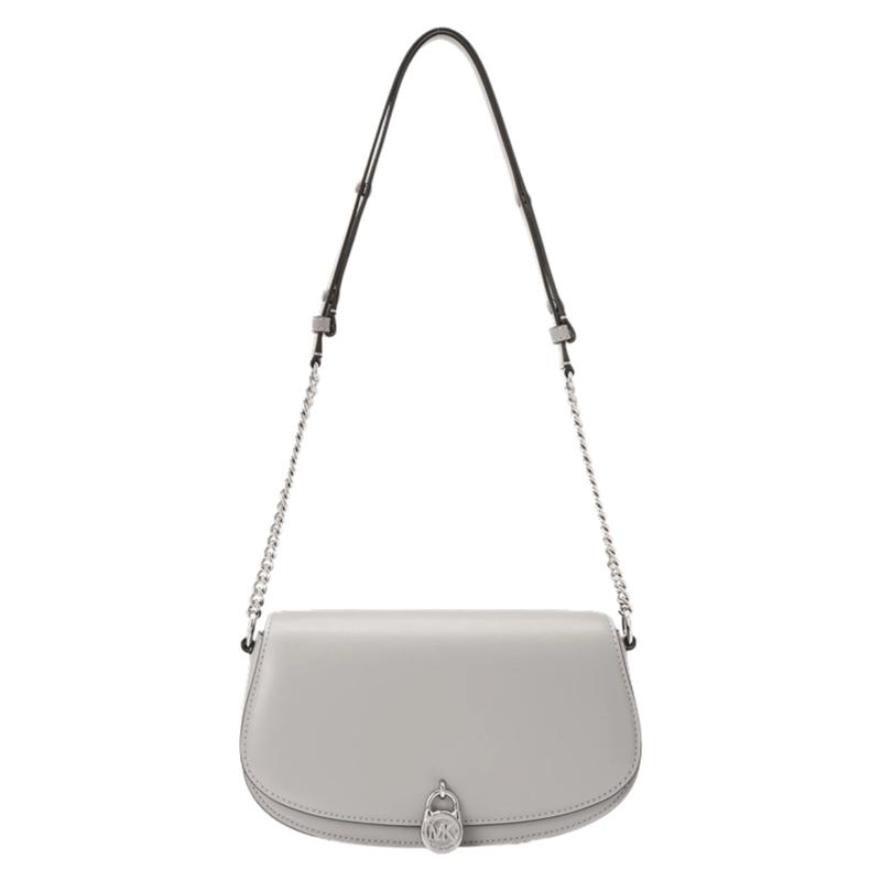 

Michael Kors MK Mila Silver Hardware Leather Shoulder Bag Medium Women Bags Pearl-Gray 35T5SIMM8L-081 Basic Set (Bag+Dust Bag)