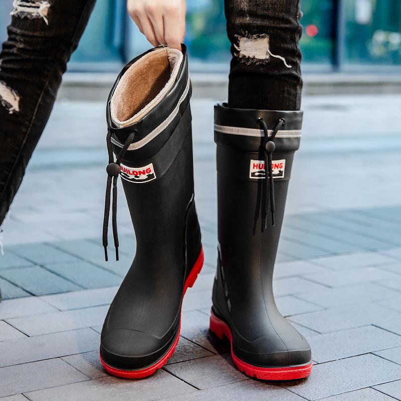 Medium tube closed rain shoes men's non-slip waterproof shoes new fashion outdoor platform water boots thermal rubber shoes men's fashion