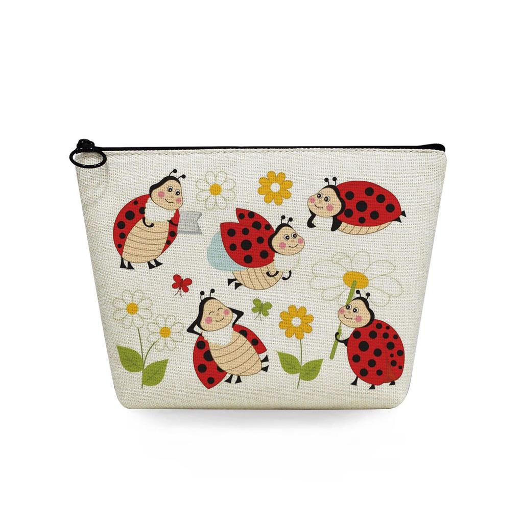 Women Seven-spotted ladybug Print Cosmetic Bag Toiletries Organize Travel Storage Case 6748