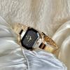 Minimalist Octagonal Rhinestone Dial Ladies Quartz Watch Thin Metal Bangle Elegant Daily Wrist Watch