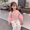 Girls Fleece Lined Pink Sweatshirt Cute Rabbit Long Sleeve Top Autumn Winter Casual Base Layer Shirt