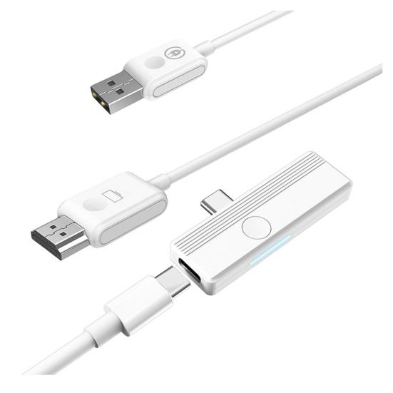 

Беспроводной передатчик и приемник видео Type-C для iPhone Screen Mirroring Передатчик для расширения экрана Mirroring и многого другого белый