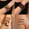 European & American Vintage Leopard Print Leather Geometric Bangle Bracelet