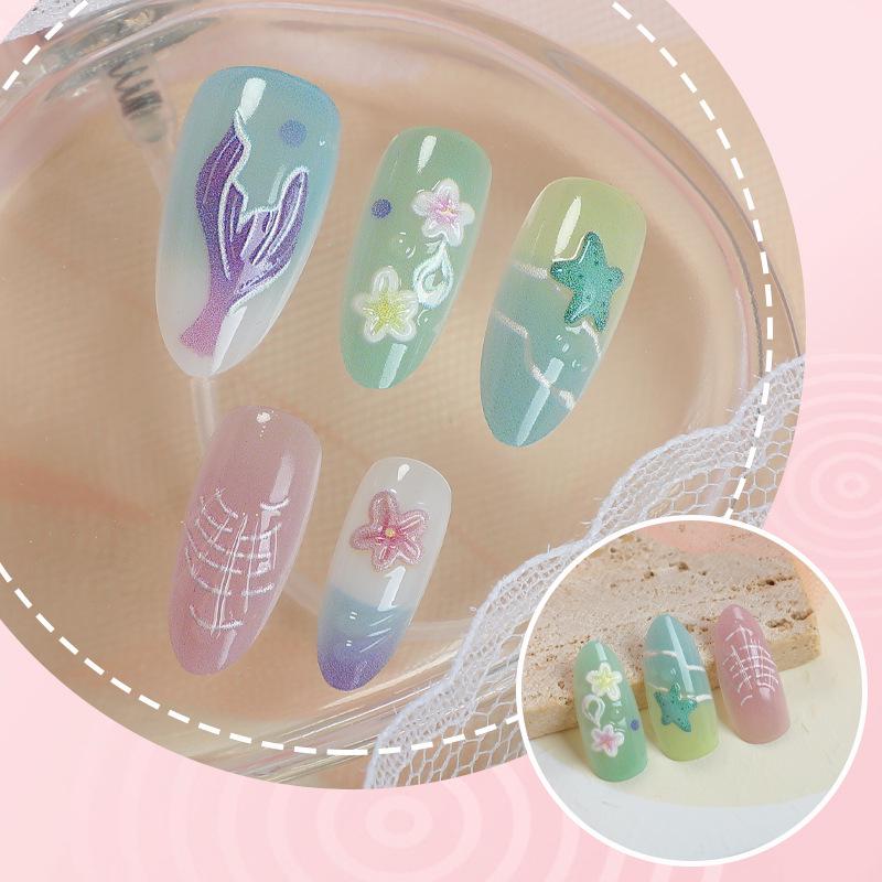 2025 Handmade Summer Ocean Dolphin Nail Set - 30 Pieces