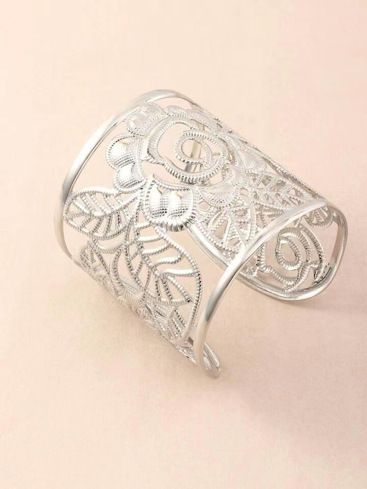 Hollow Rose Flower Bracelet, Metal Open Bracelet Bracelet Jewelry