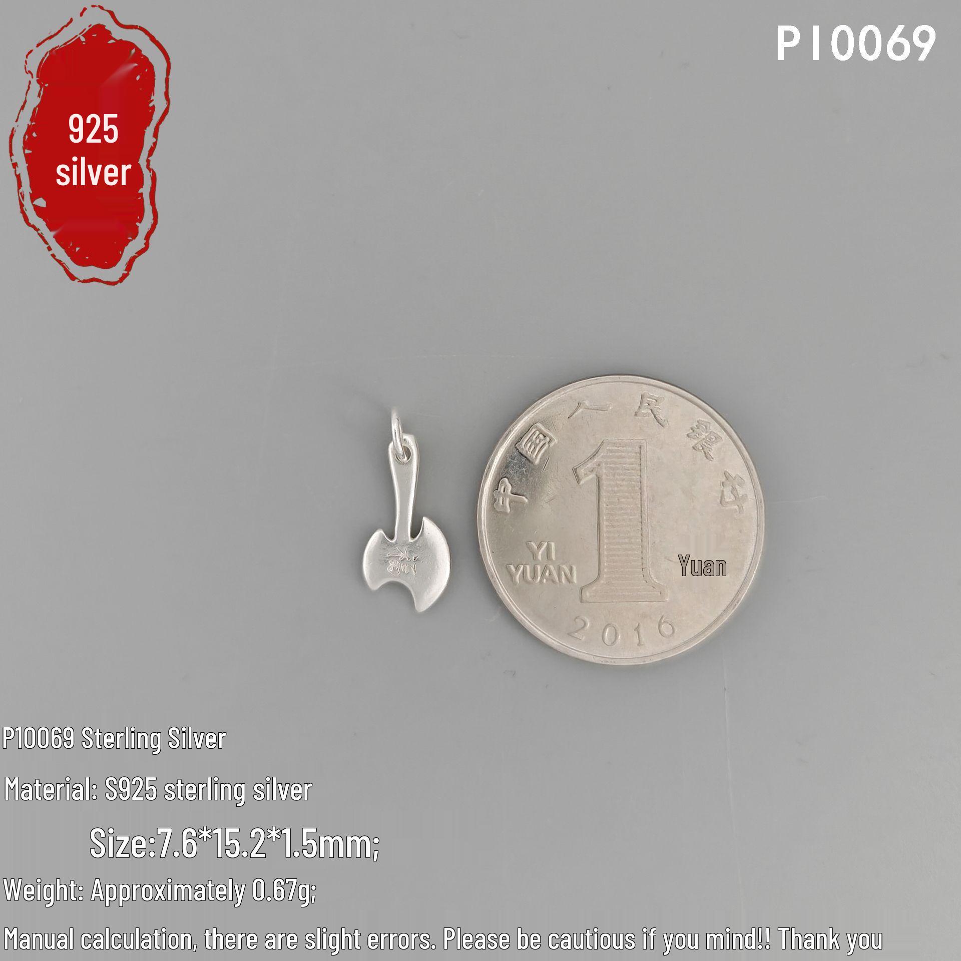 Handmade S925 Sterling Silver Fu Axe Pendant for Bracelets & Necklaces