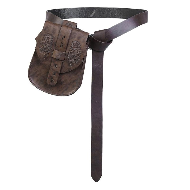 Medieval Style Adjustable PU Leather Waist Bag For Cosplay Costume Accessories And Theme Parties