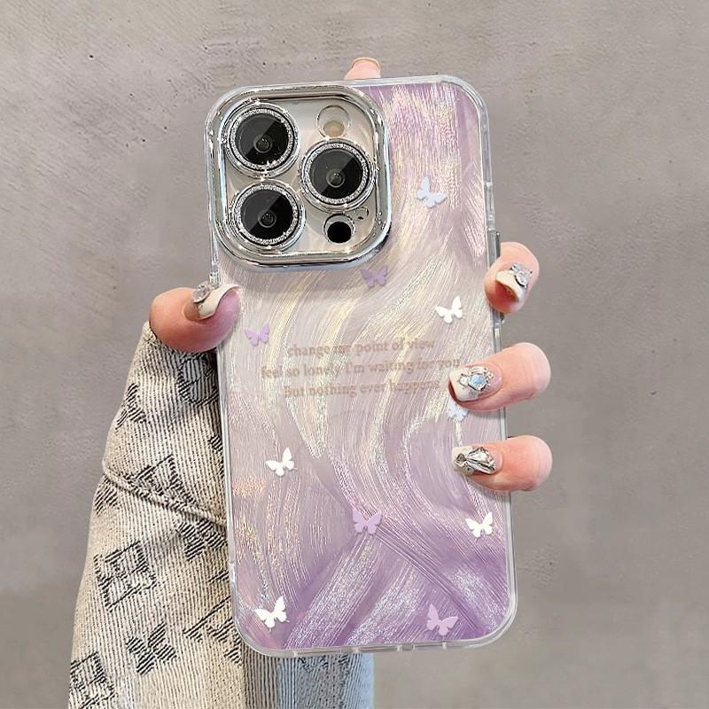 Applicable to Apple 11Pro mobile phone case, little fresh fairy 11promax feather yarn iPhone11 purple gradual change butterfly