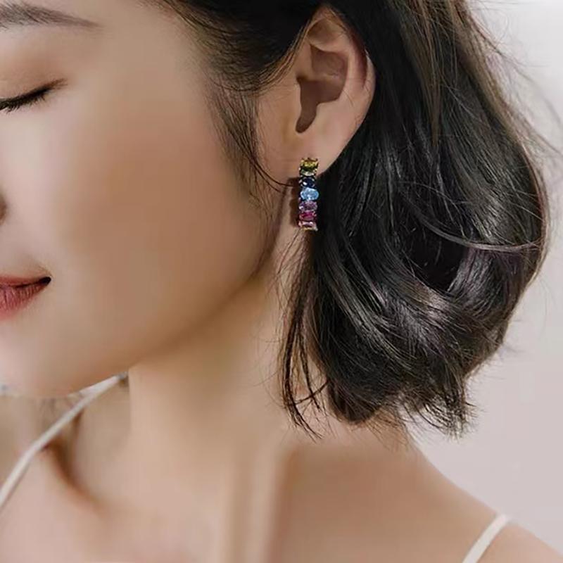 1 Pcs Luxury Vintage Black Gun Crystal Zircon Earrings Women's Delicate Accessories YSX