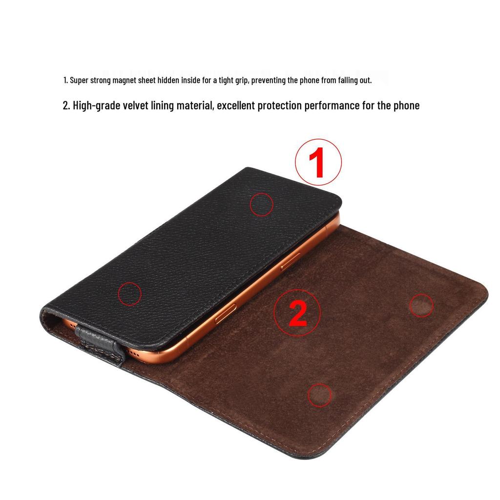 Genuine Leather Outdoor Waist Bag: Magnetic Buckle, Drop-Proof, Wear-Resistant Phone Case