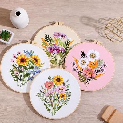 Súprava na vyšívanie Kvetinové vzory DIY remeslá Súpravy na krížikovú výšivku s vyšívacím rámom Ručné pre začiatočníka