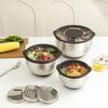 3PCS Mixing Bowls with Airtight Lids Stainless Steel Nesting Bowls with 3 Grater Attachments Anti Slip Silicone Bottoms for Kitchen