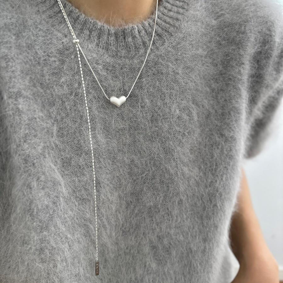 925 Silver Heart Pendant Necklace Adjustable Choker Elegant Love Jewelry Gift for Women Girls