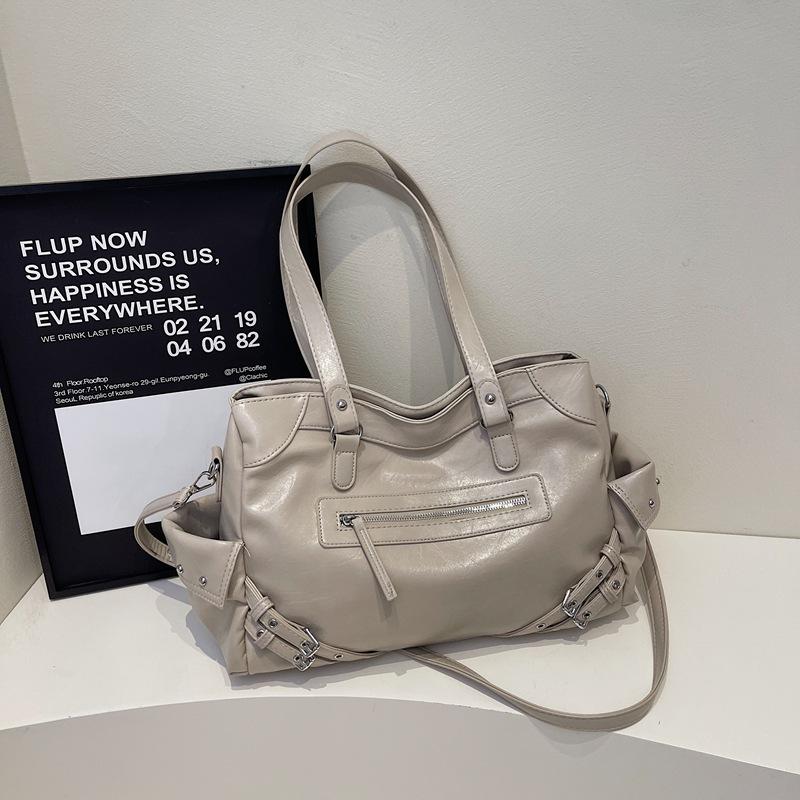 2025 summer new fashionable retro high-value large-capacity bag women's simple tote bag shoulder commuter bag