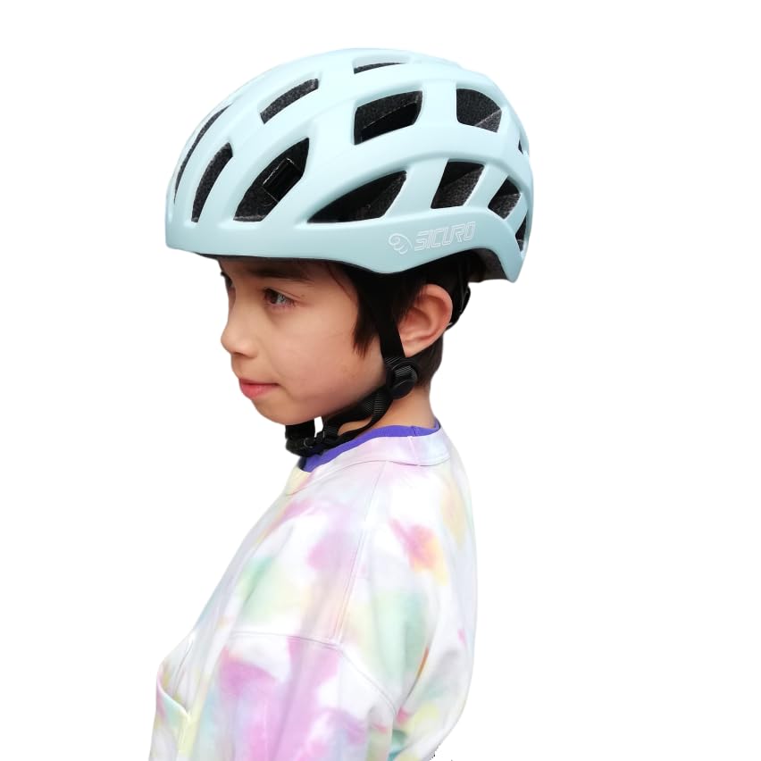

SG for sports for children to size [SICURO] Children s helmet, certified, bicycles, juniors, women, helmet, adults, M, 54-57cm (sky blue)