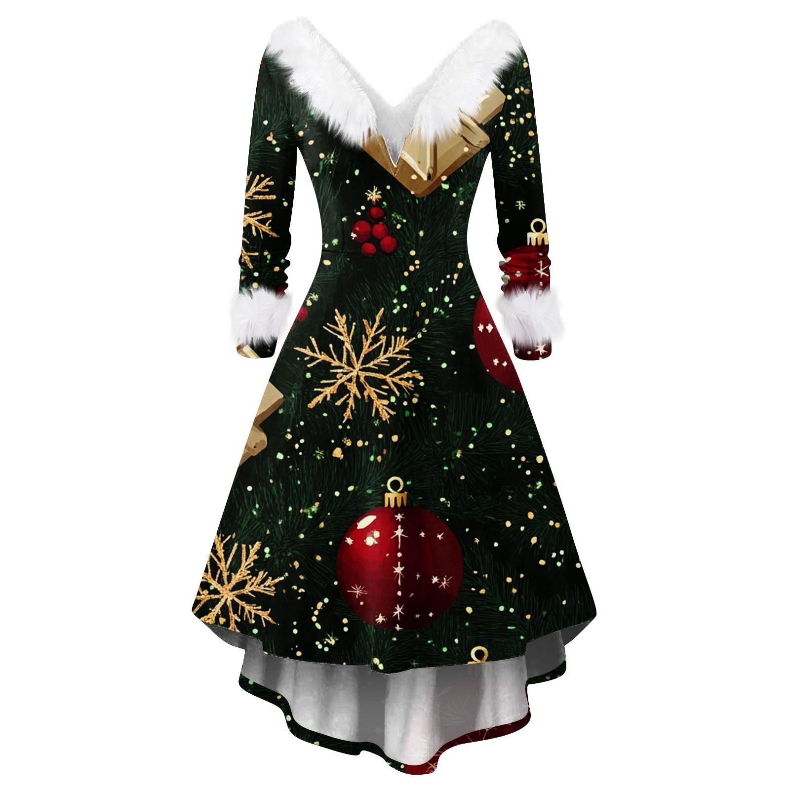 

Женские модные повседневные облегающие платья с V-образным вырезом и рождественским принтом для вечеринок с длинным рукавом, повседневные платья XXXXXL