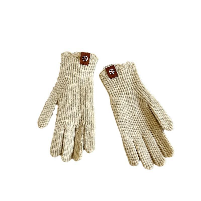 Wool Winter Gloves Fingerless Touchscreen Warm Lace Lambswool Knit Gloves Autumn Winter Adult